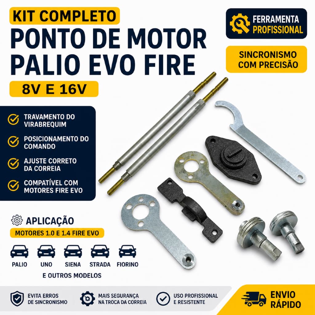 Kit Ponto Motor Fiat Fire Evo 1.0 1.4 8V 16V Ferramentas Sincronismo Completo Profissional