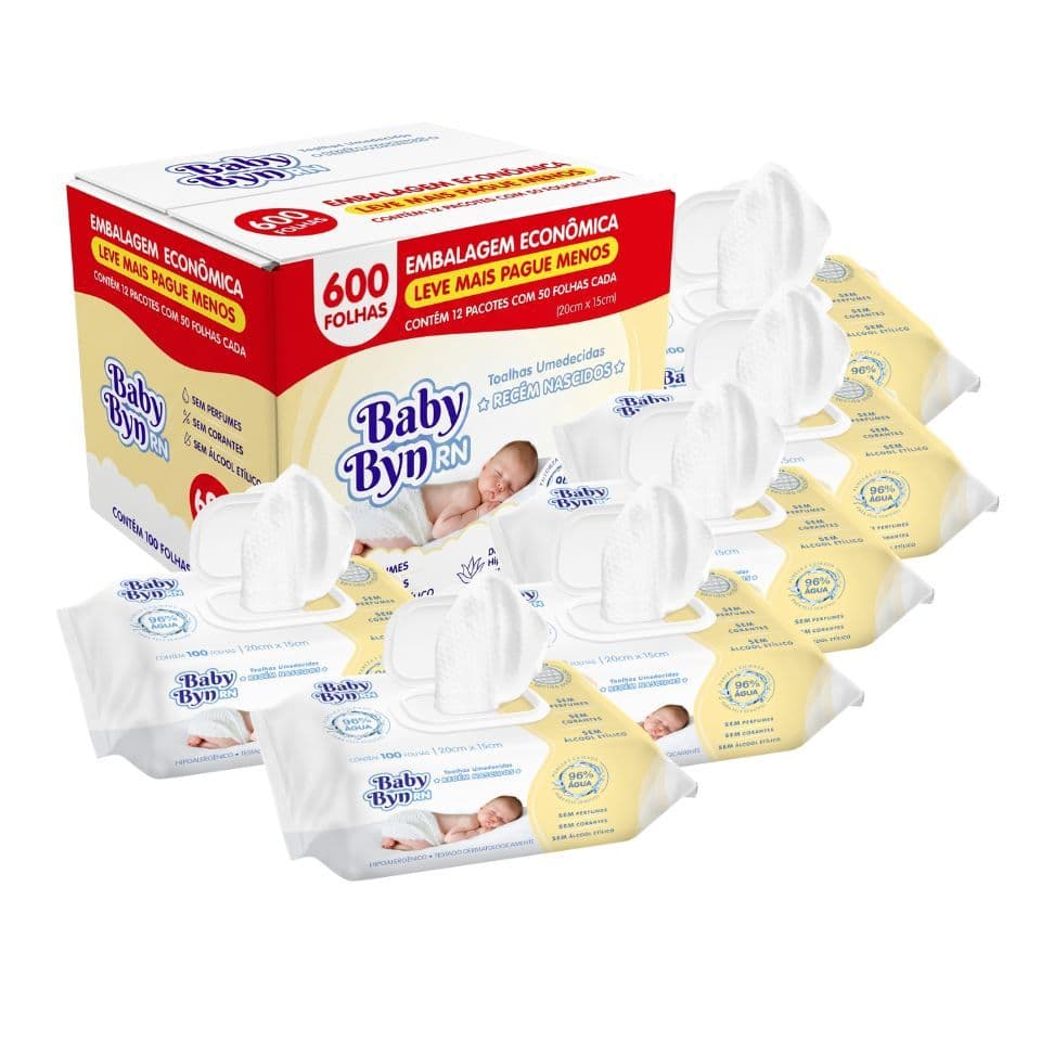TOALHA UMEDECIDA BABY BYN RN 600FLS (6und x 100Fls)