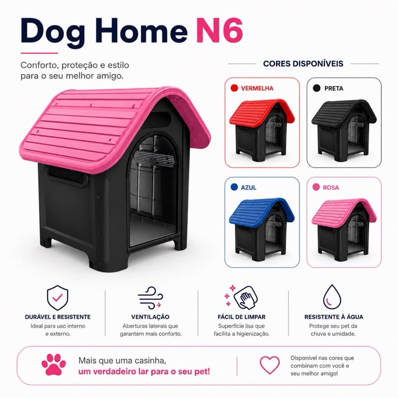 Casa Casinha Cachorro N6 Dog Home Proteje Do Frio Desmontável Moderna Mec Pet