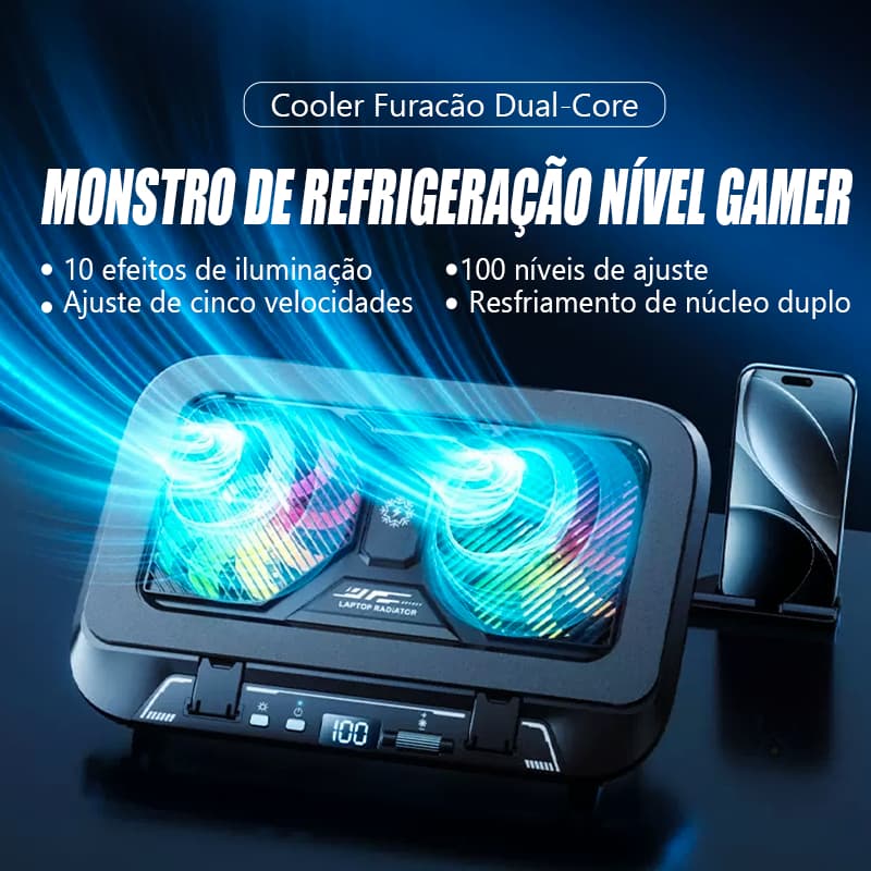 Cooler para Notebook Gamer USB RGB LED com Suporte Ajustável, Base de Resfriamento para Notebook Super Potente Z36C