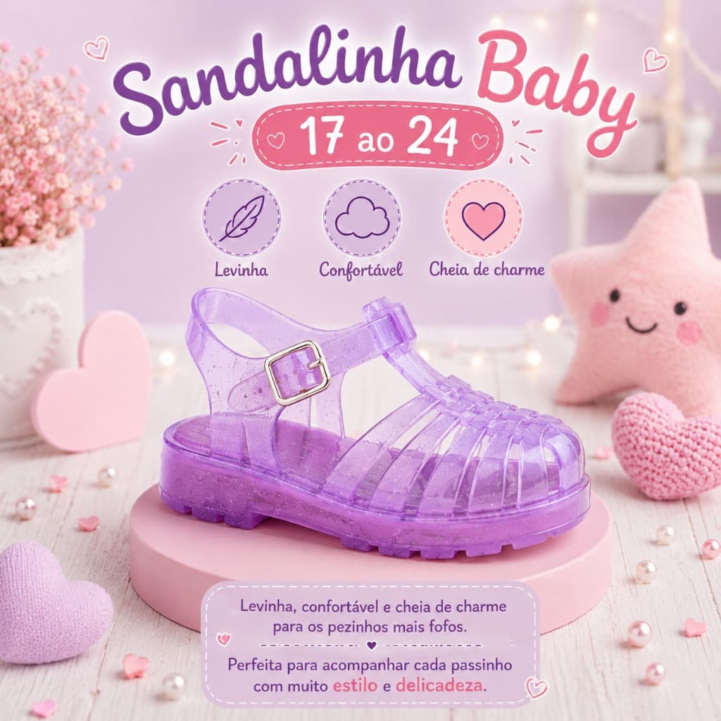 Sandália Baby Infantil Mel BB Super Confortável Leve e Macia Passeio Escolar Promoção Envio Imediato