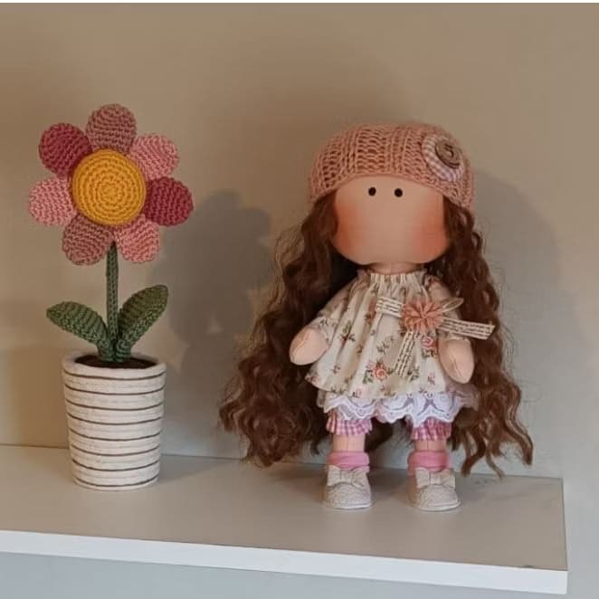 Boneca de pano articulada estilo boneca russa com 25 cm de altura decorativa