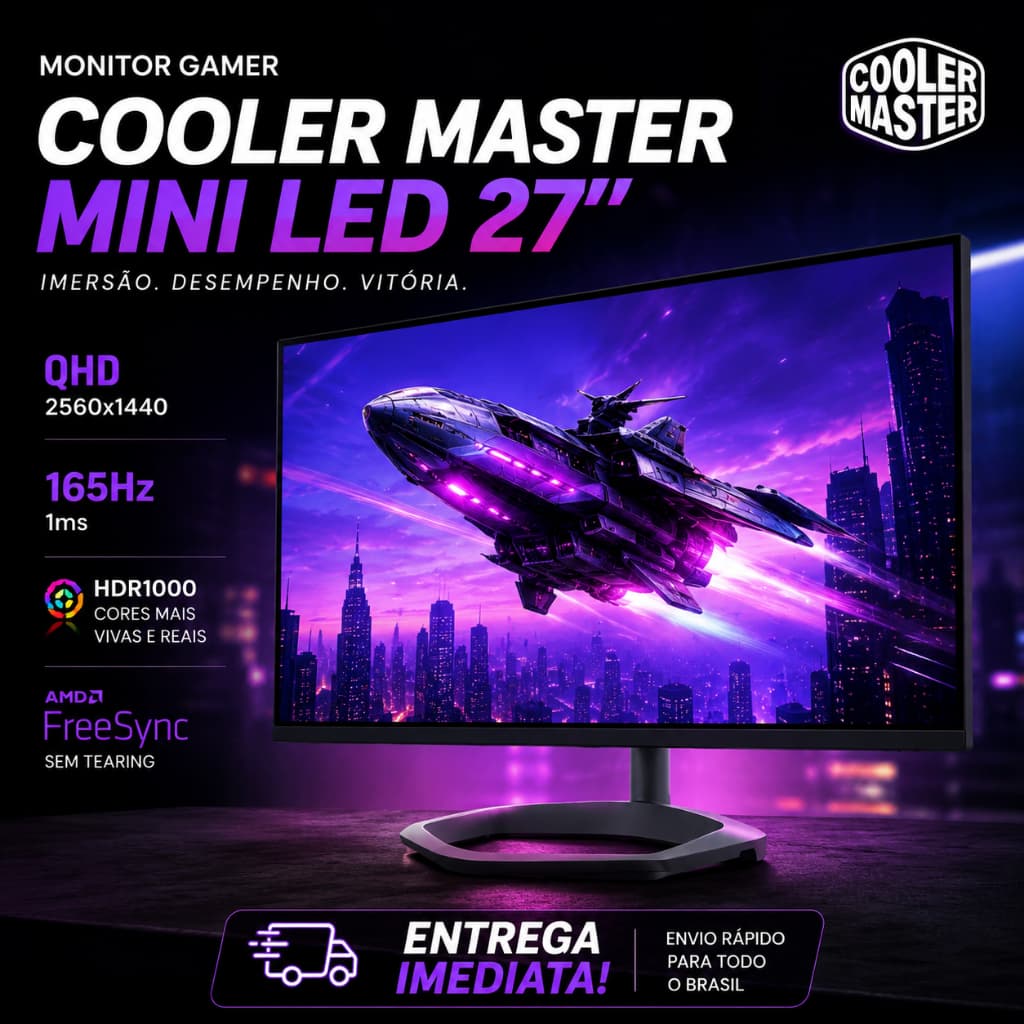 Monitor Gamer Cooler Master Mini LED 27” QHD 165Hz 1ms