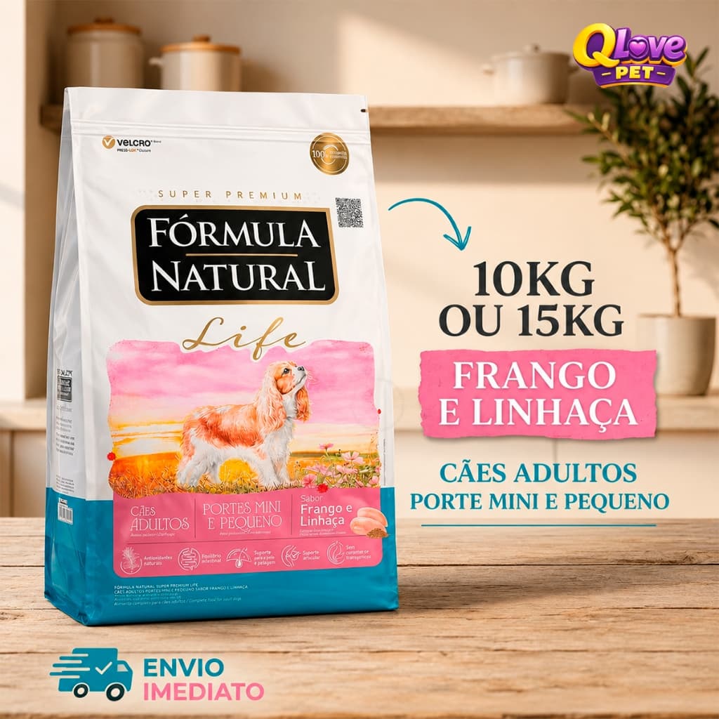Ração Fórmula Natural Life 10KG Ou 15KG Cães Adultos Porte Mini Pequeno Super Premium Pets