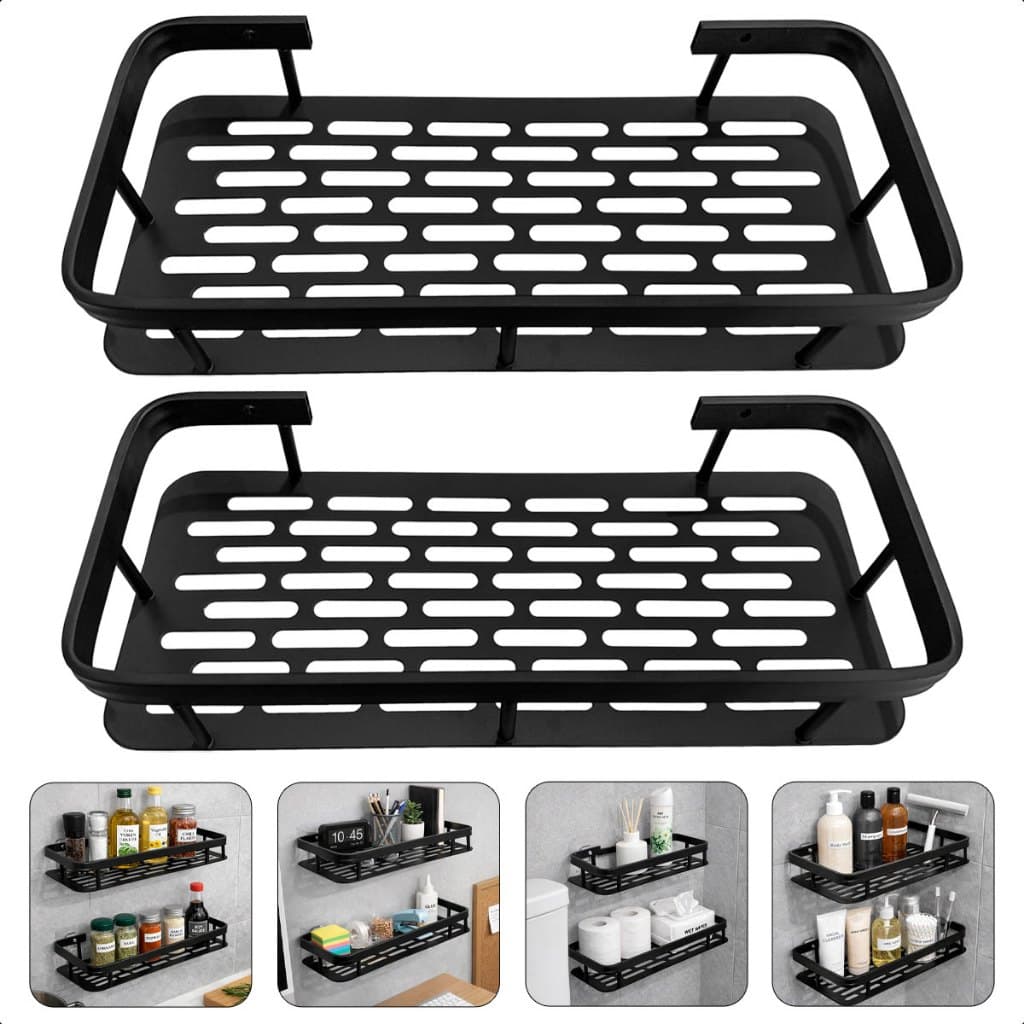 Suporte De Parede Kit 2 Prateleiras Reforçado Para Cozinha Temperos Organizador