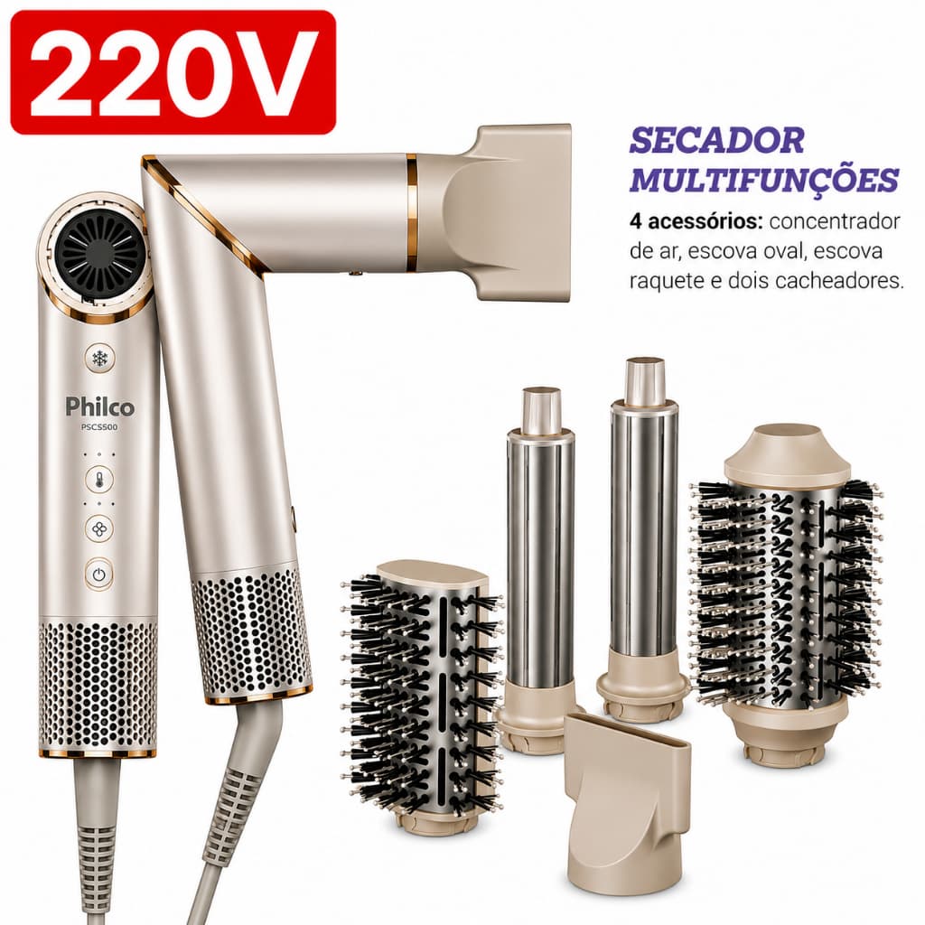Secador de Cabelo Philco PSC3500 220V Profissional Potente Leve Uso Diário