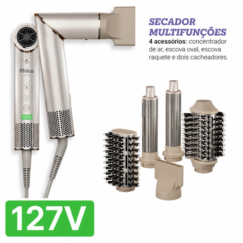 Secador de Cabelo Philco PSC3500 127V Profissional Potente Leve Uso Diário