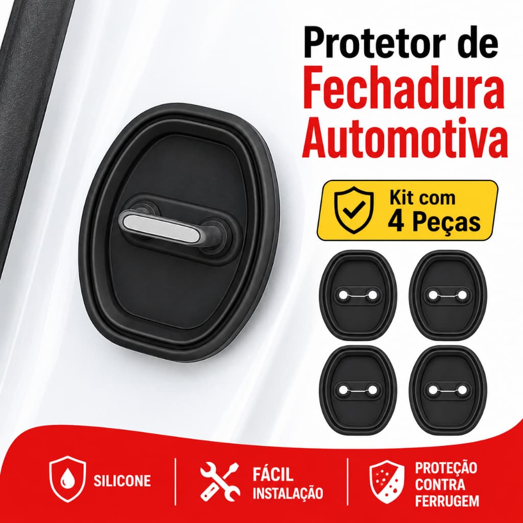 Kit 4 Amortecedor de Fechadura Borracha Protetor Porta Carro Anti Impacto Universal