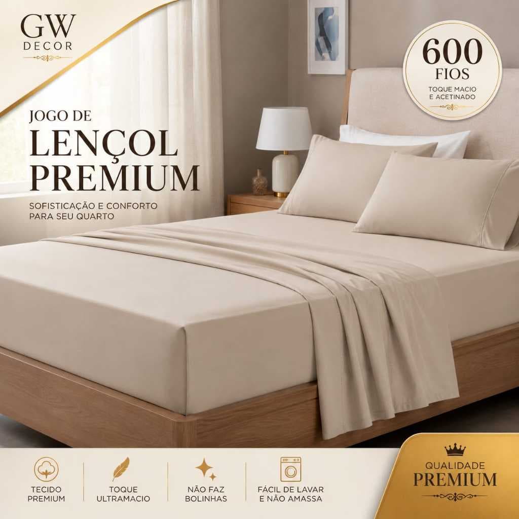 Jogo Lençol Casal Padrão 3 Peças 600 Fios Algodão Penteado Elegante Macio Luxuoso