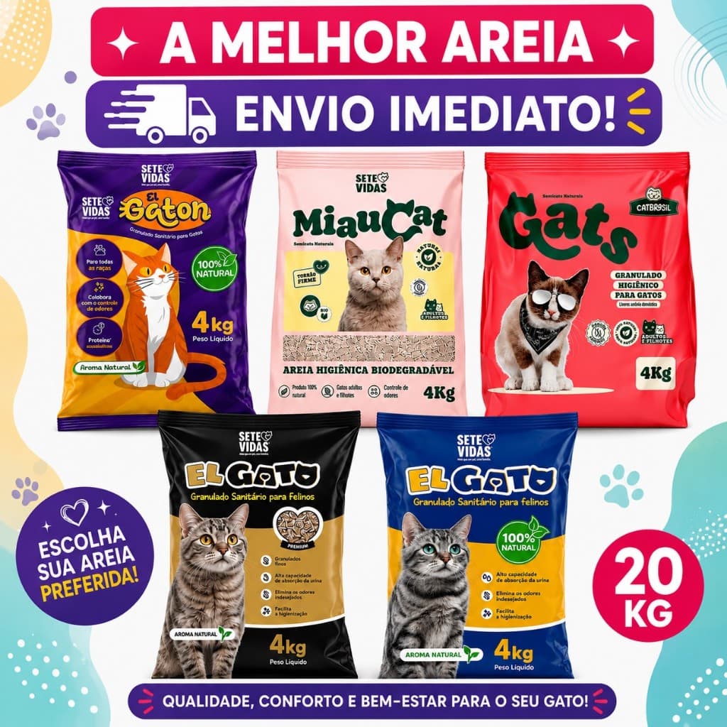Areia de gato areia sanitaria higienica super premium natural argila absorvente para gatos ecologica