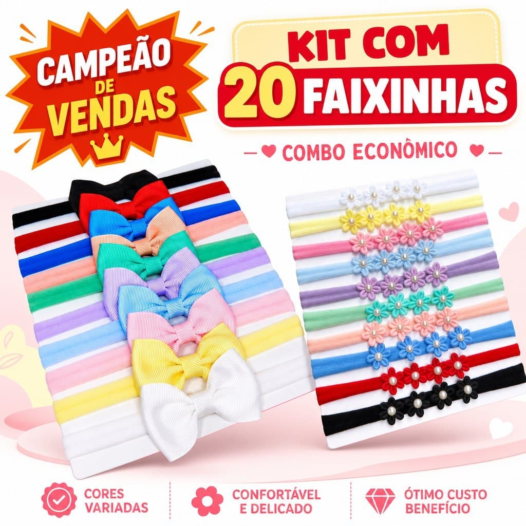 Kit 20 Faixas Laços faixinha para bebe menina Tiara flor para bebê roupinha bebê maternidade enxoval
