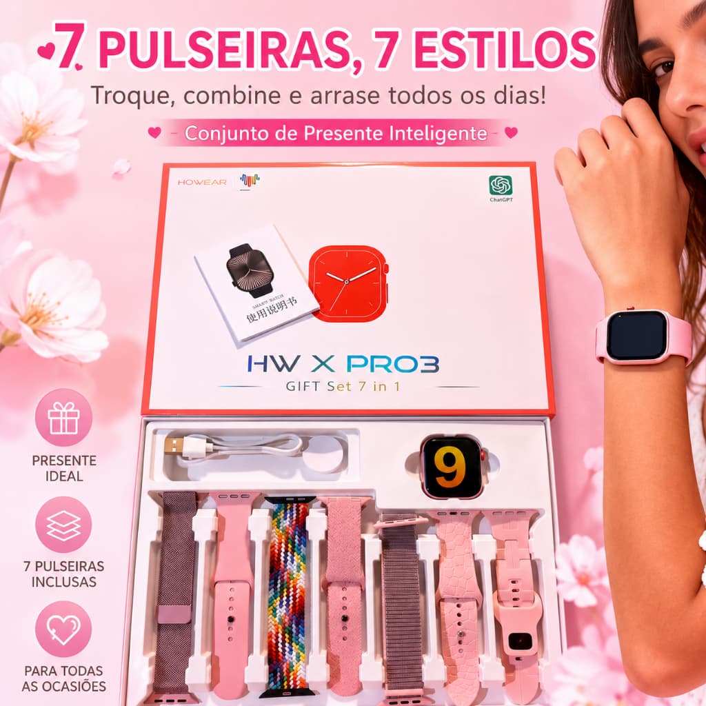 Smartwatch feminino relógio inteligente  À prova d'água digital esporte HWXPRO3 Nfc Android iOS