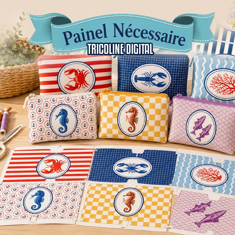 Tecido Tricoline Digital Painel Náuticos Artesanato Bolsa Patchwork Costura
