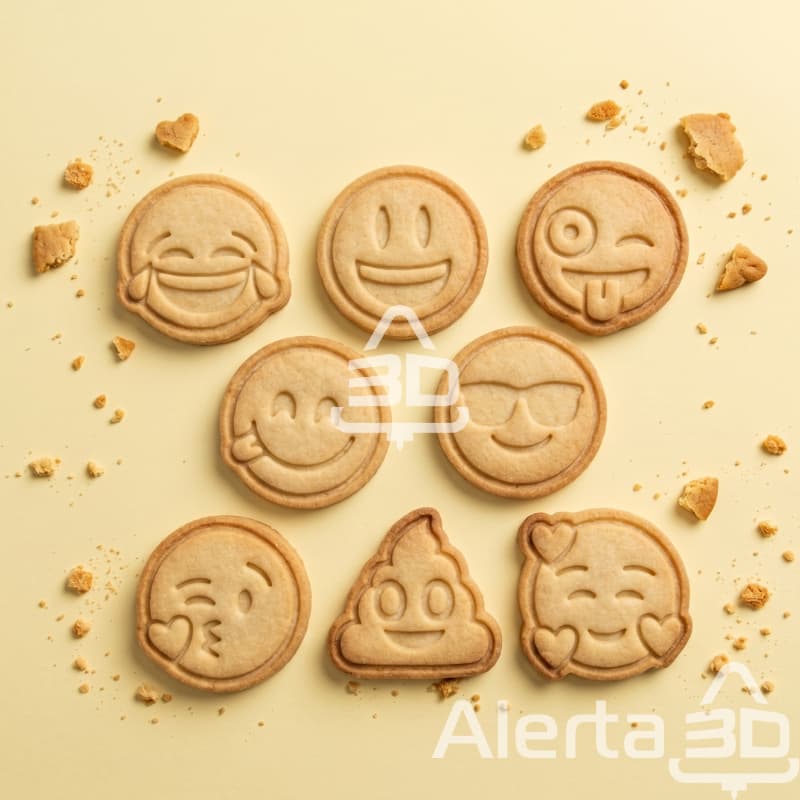 Kit 8 cortadores e marcadores de biscoito/massinha de modelar - Emojis