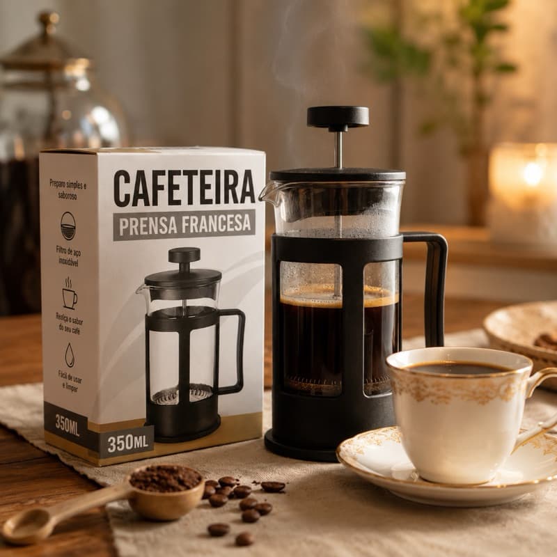 Cafeteira Prensa Francesa 350ml | Café Expresso | Leite Cremoso  | Chá Natural