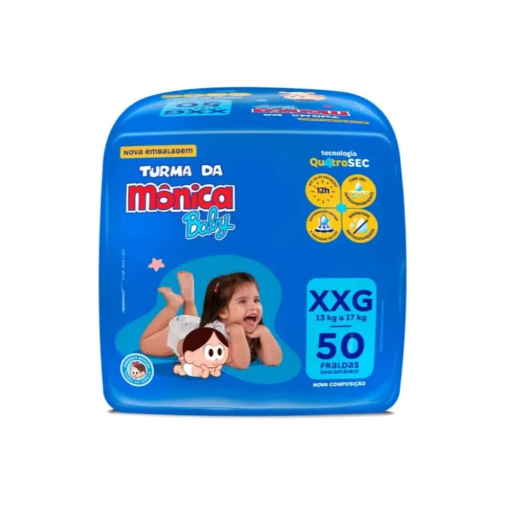 Fralda Descartável Turma da Mônica Baby XXG | Alta Absorção - Antivazamento