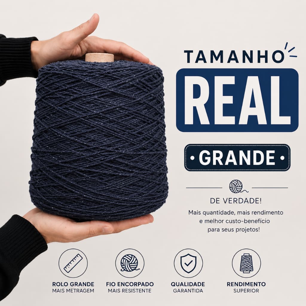 Barbante para Crochê Gigante 8 Fios Cone Grande Alto Rendimento Tricô Artesanato Sousplat Bolsa