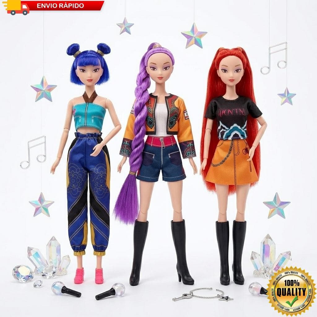 Boneca Kpop Demon Hunters Rumi Mira Zoey Articulada 30cm Colecionável Original