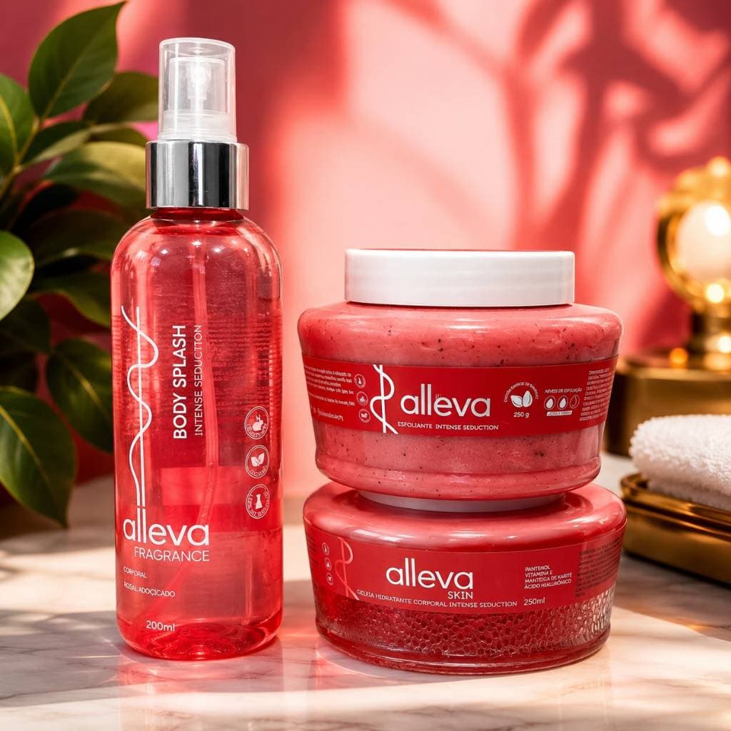 Kit  Alleva Skin – Esfoliante , Geleia  , Body Splash , perfume capilar , manteiga Escolha seu kit