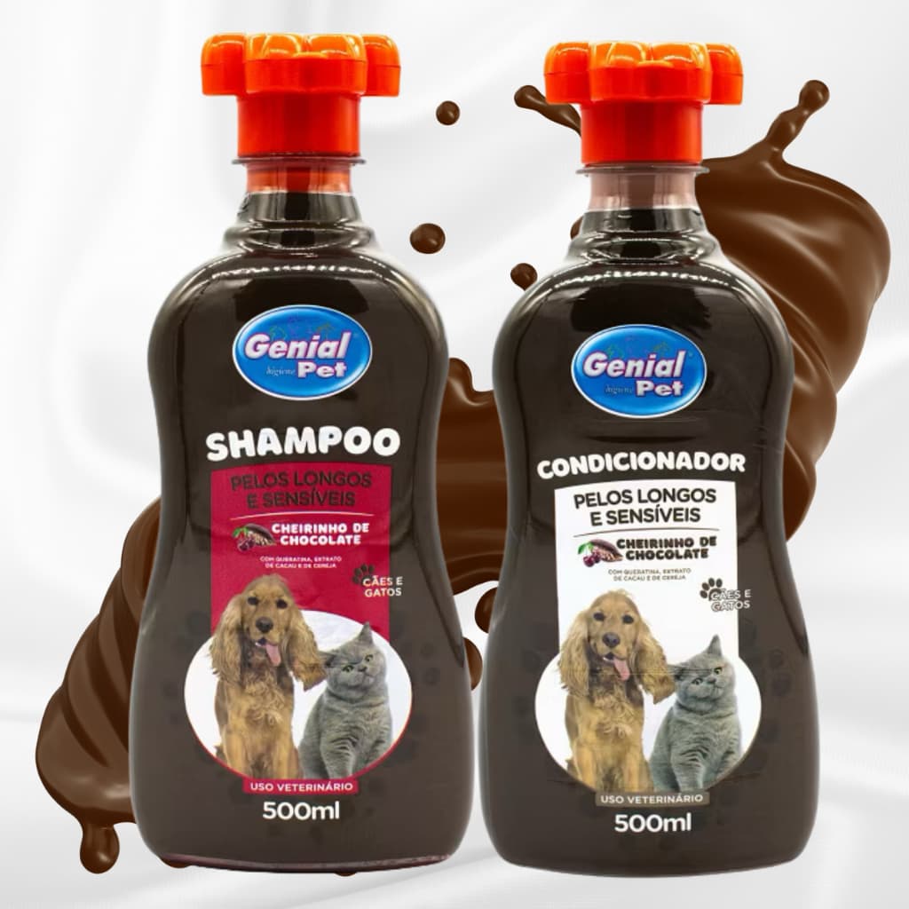 Shampoo e Condicionador Chocolate para Cães e Gatos - Genial Pet