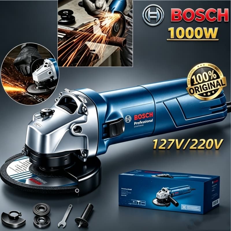 Esmerilhadeira e politriz profissional Bosch Lixadeira de alta potência 1000W, linha industrial super durável 127V/220V