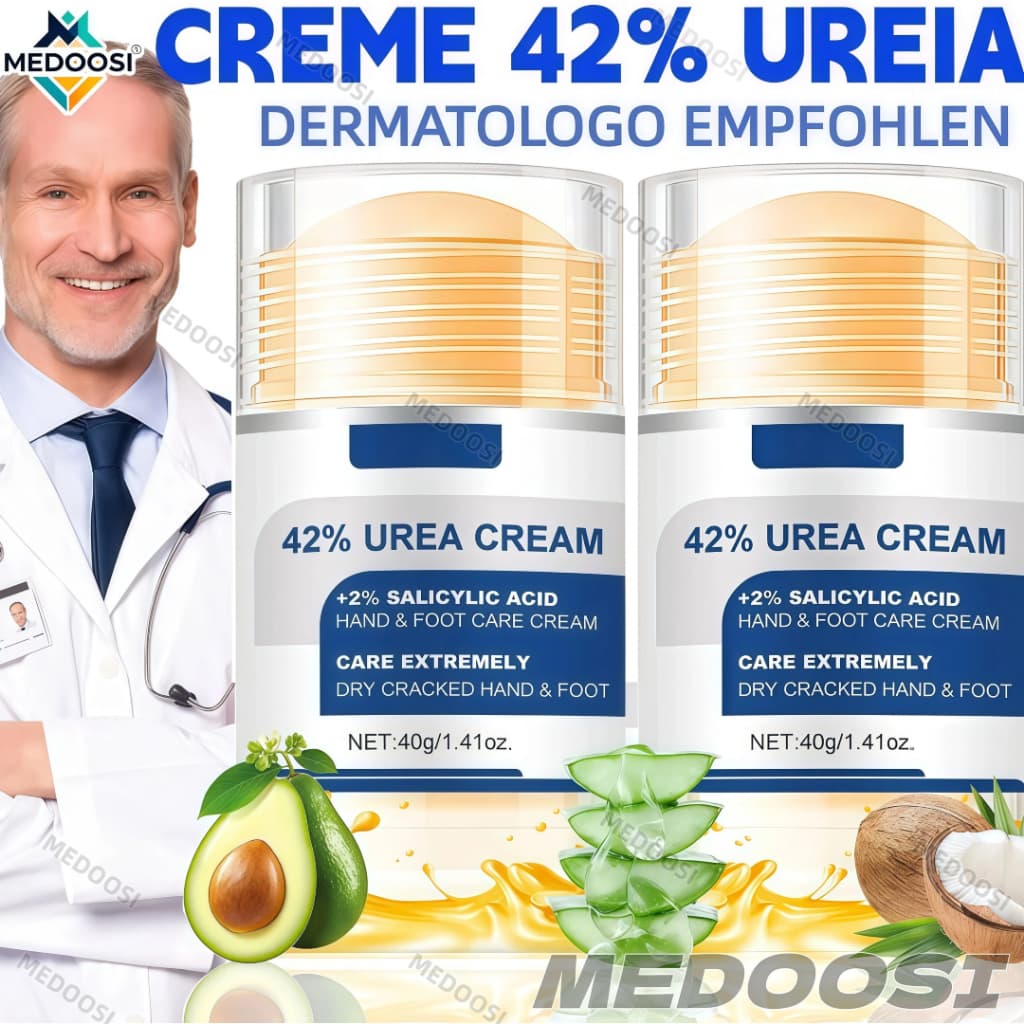 ​​40g Creme para Pés Rachados 42% Ureia + Aloe Vera - Ultra-Hidratante Reparo Intenso Contra Fissuras e Ressecamento​​