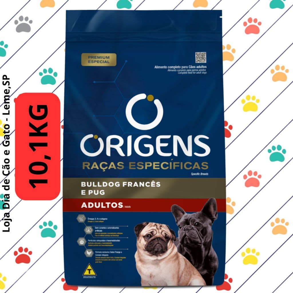 Ração Origens Bulldog Francês e Pug Adultos 10,1kg  - raças de pequeno porte - Pet Cachorro