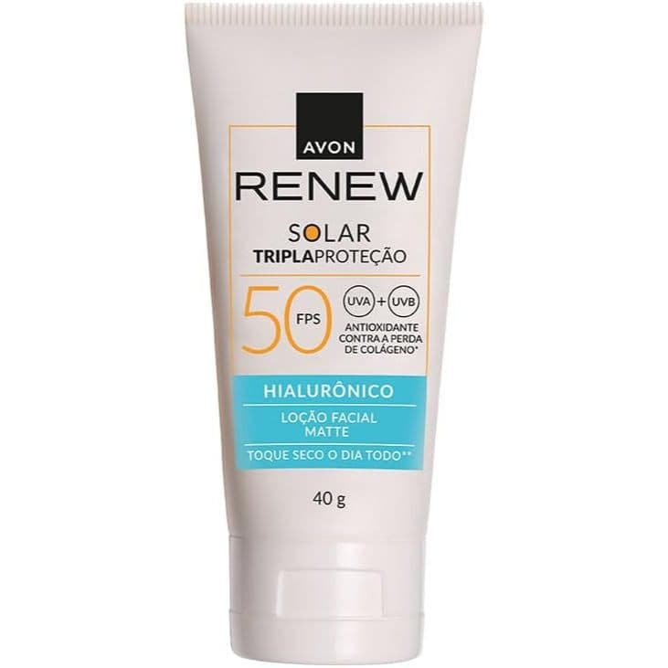 Avon Renew Protetor Solar Facial Tripla Proteção com Acido Hialurônico FPS50 40G