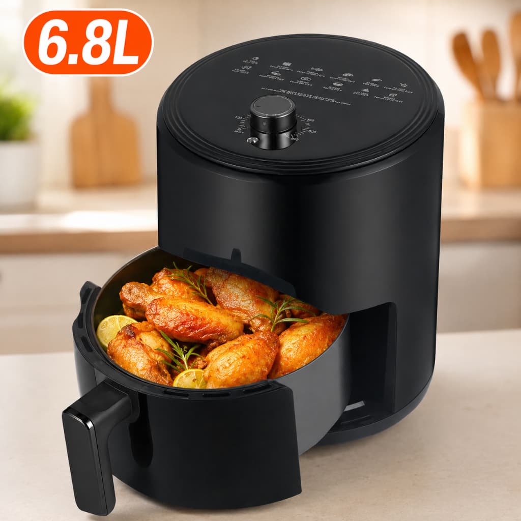 Air Fryer Digital 6.8L 1400W 127V Fritadeira sem Óleo Inox 304 Antiaderente Programável Temperatura Família Saudável