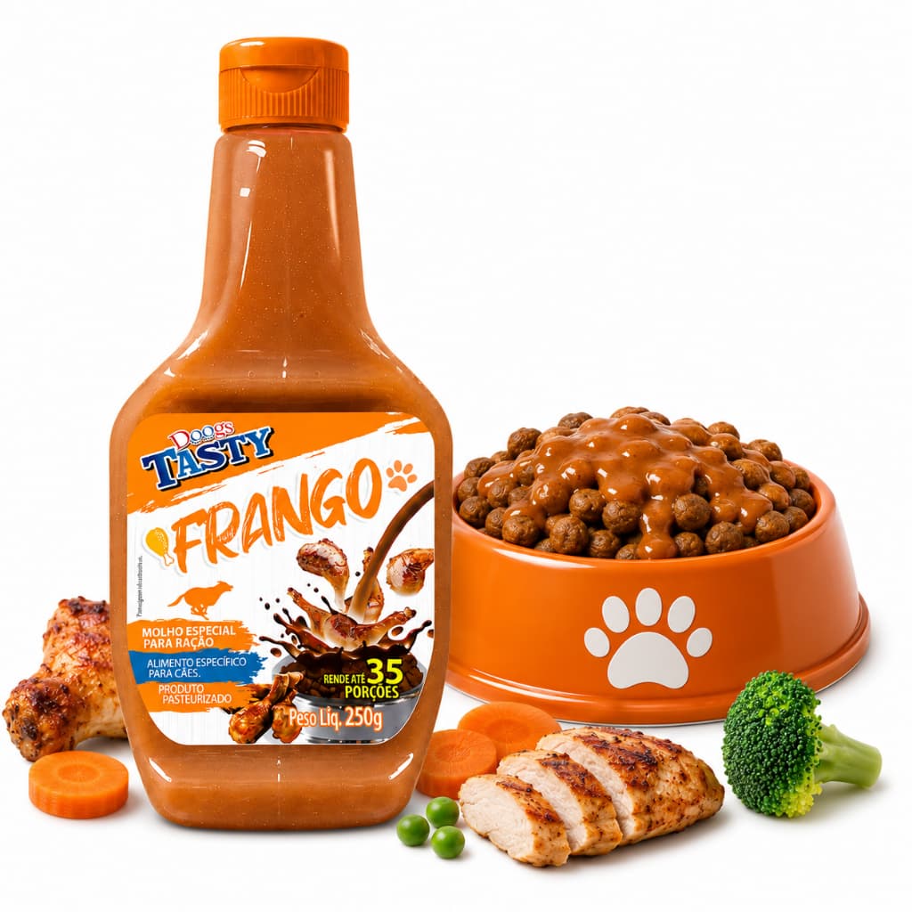 Molho para Ração de Cachorro Realça sabor Aumenta Apetite Cão 250g Rende 35 Porções