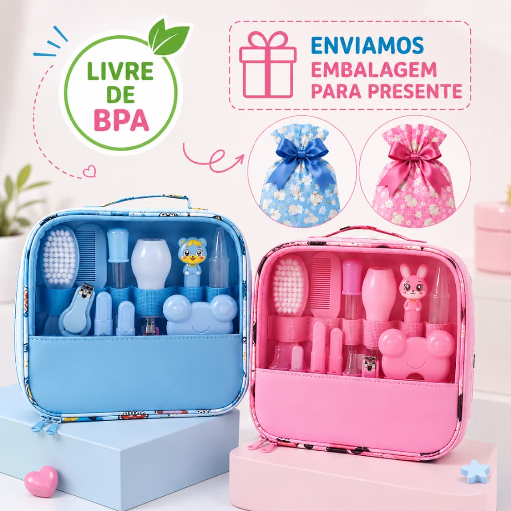 Kit de higiêne do Bebe Presente Recém Nascido Cortador Unha Bebe Termometro Banheira Escova Bebe