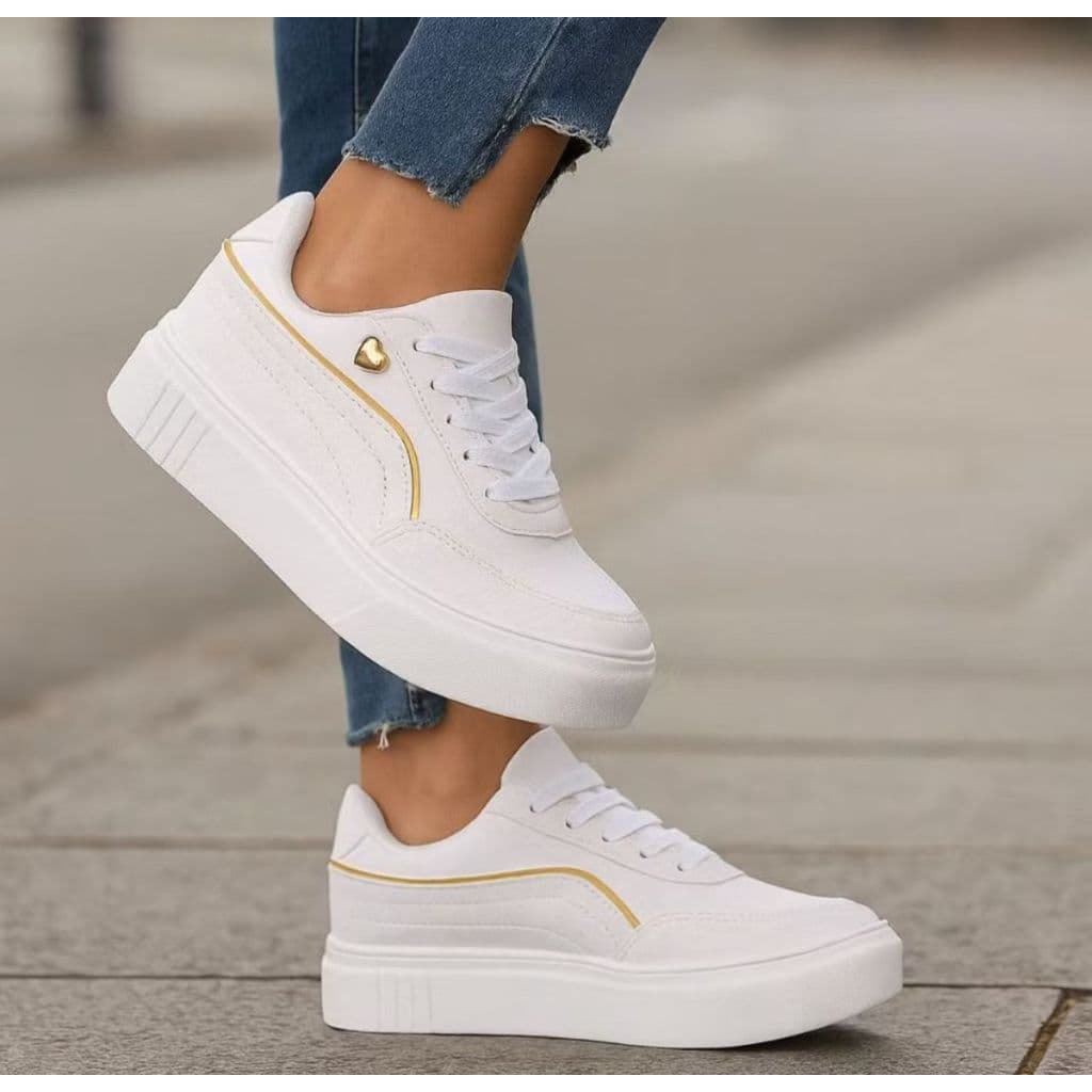 Tênis Feminino Casual Confortável Branco Macio e Leve Dia a Dia Super Promoção Envio Imediato