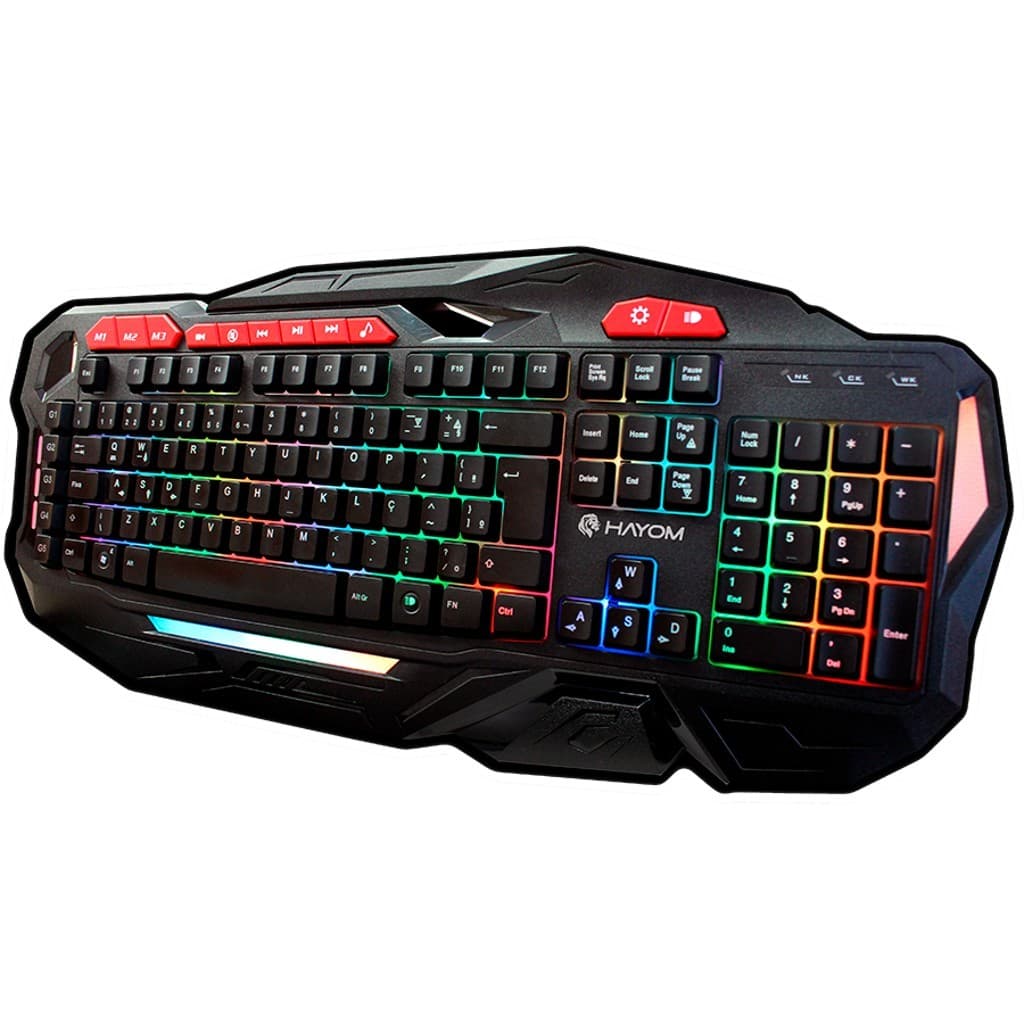Teclado Gamer Semi Mecânico LED Preto Multimídia ABNT2 USB BR