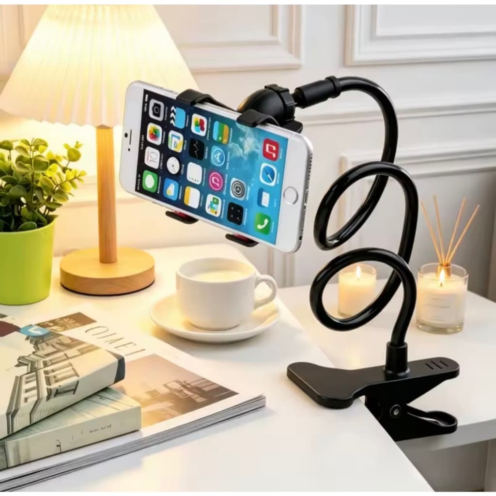 Suporte De Celular Flexível Com Garra Ajustável Universal Braço Articulado Para Mesa Cama Carro Gravação Vídeo
