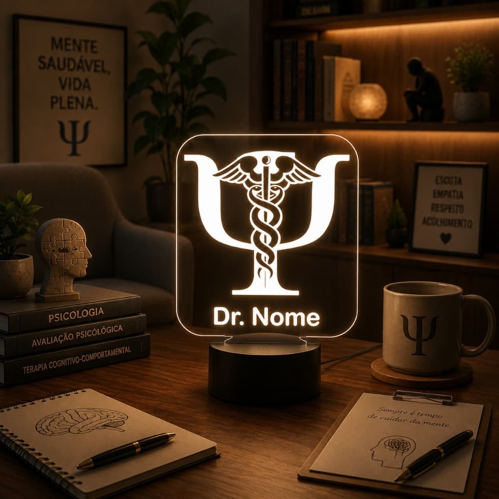 Luminária Led 3d | Psiquiatra Psiquiatria Médico | Abajur Presente Criativo Decoração Multicores