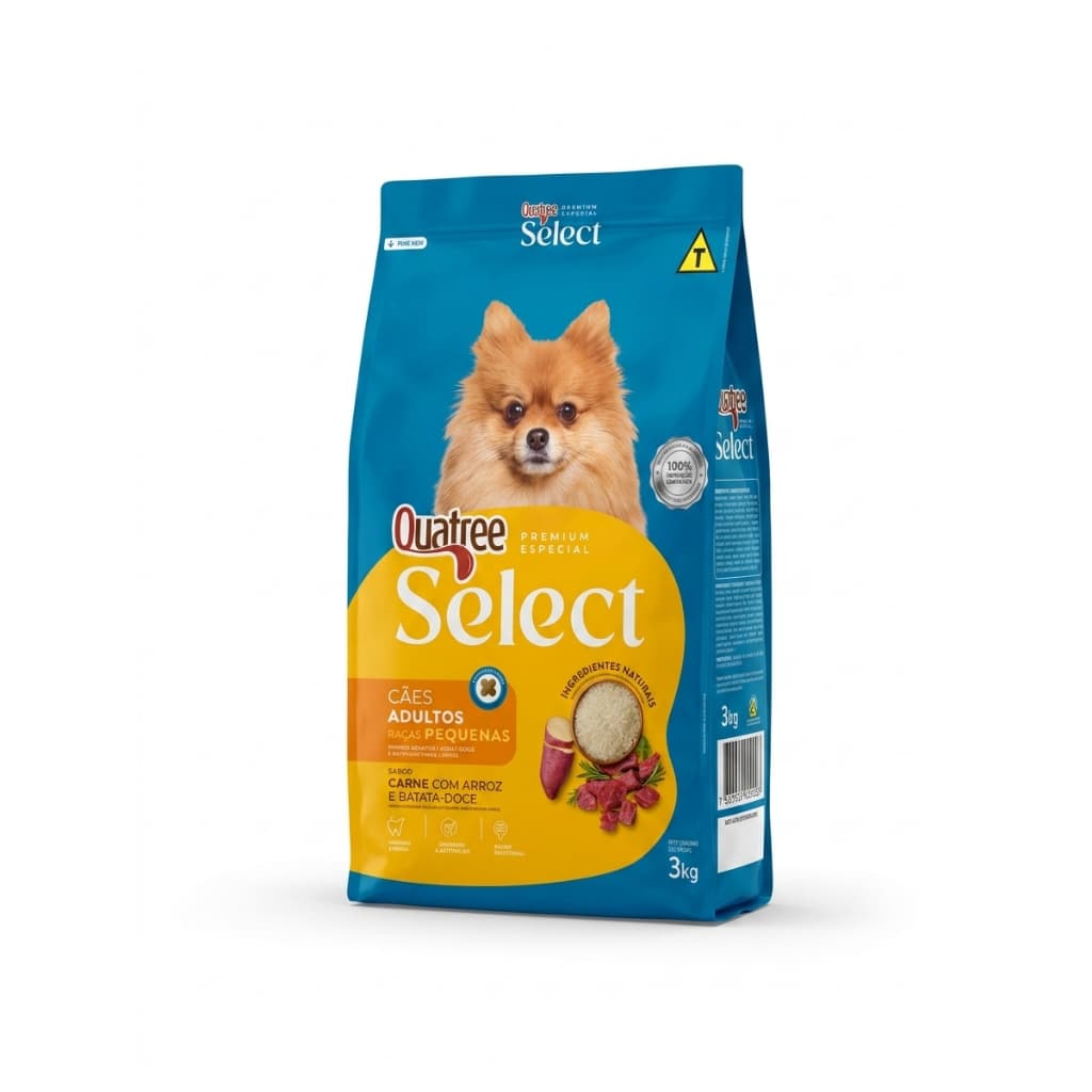 Ração Quatree Spitz Select Cachorro Adulto Raças Pequenas Sabor Carne 3kg