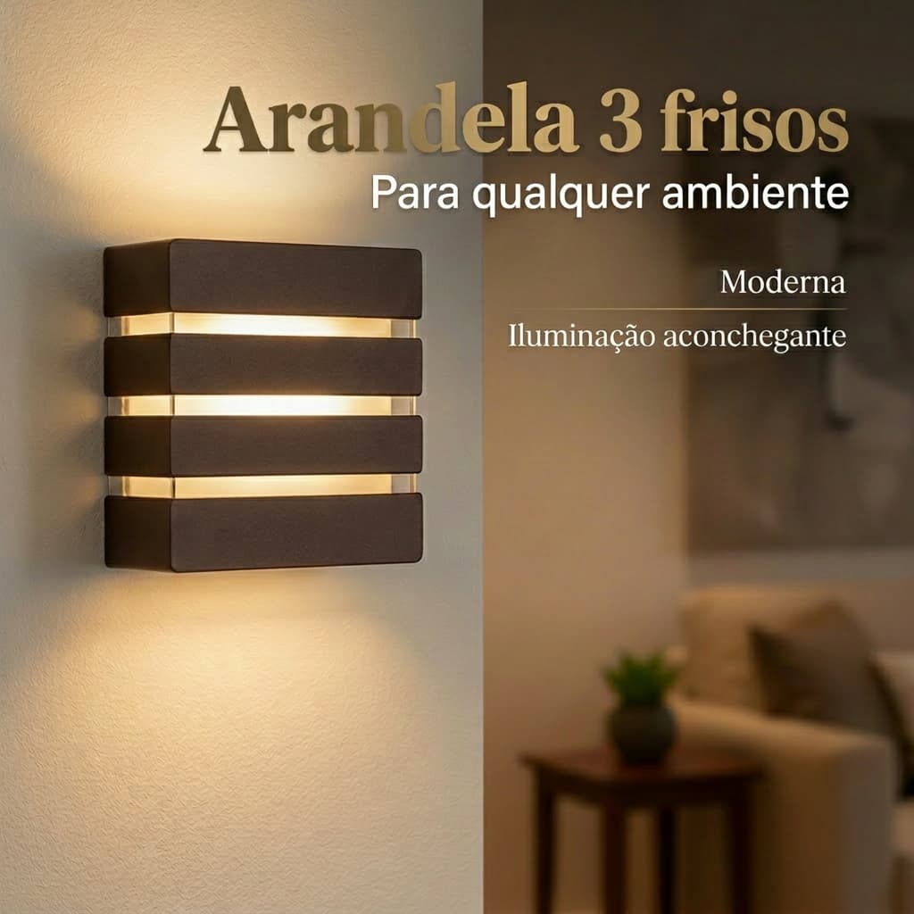 Arandela Luminária 3 Frisos 3 Focos  + lâmpada Led G9 5w Para decoração Piscinas Muros Paredes