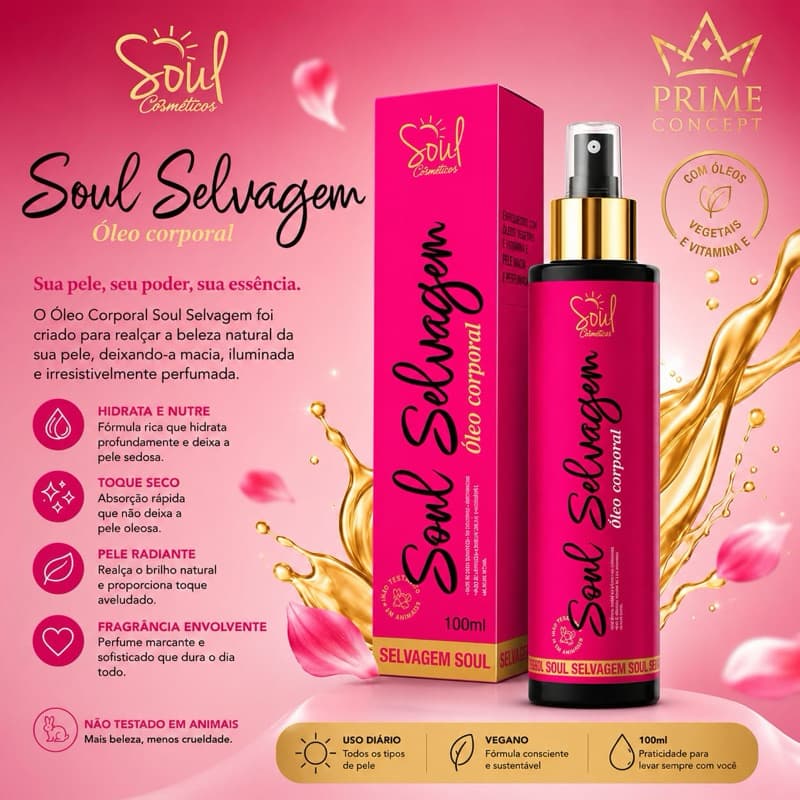 Óleo SOUL Clareador De Virilha e Axila Selvagem Óleo Hidratante Corporal Multifuncional 100ml 3 em 1