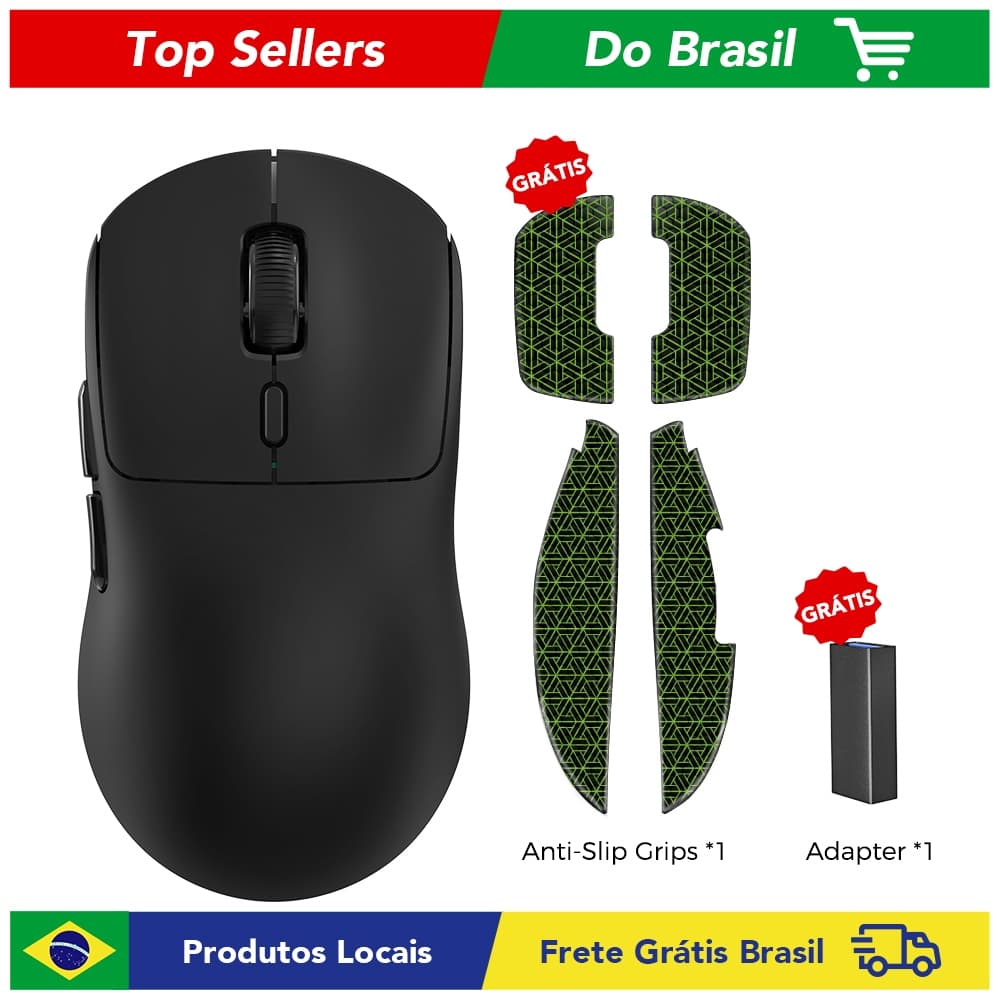 Mouse Gamer Ultraleve KYSONA M600 V2 Sensor PAW3395 6 Níveis Ajustáveis 26000DPI Sem Fio Ergonômico