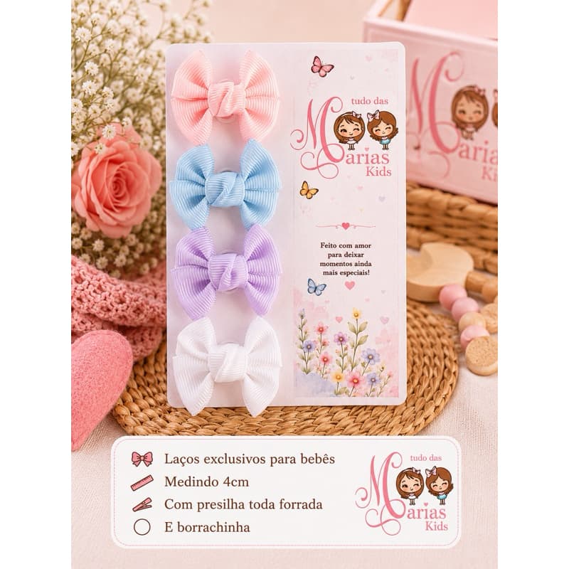 kit com de Mini laço bebê presilha/ lacinhos/bico de pato/RN/bebê/infantil/enxoval com borracha antideslizante