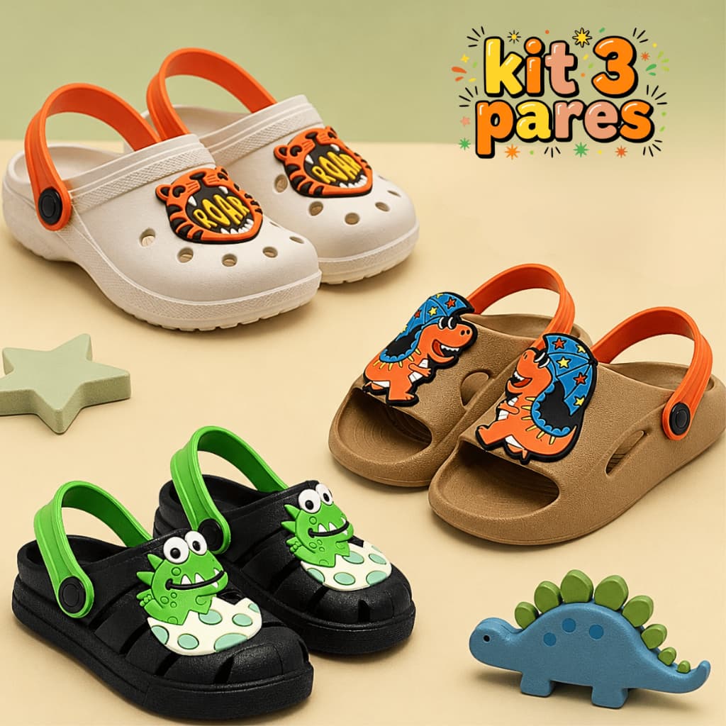 Kit 3 Pares Sandália Infantil Menino Leve e Confortável