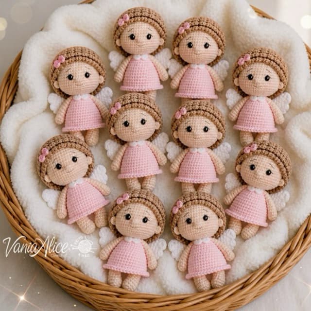kit de Anjinho Amigurumi Lembrancinha Batizado Nascimento Crochê