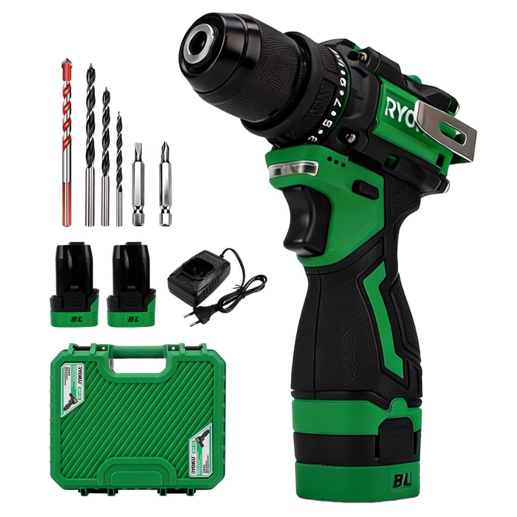 Parafusadeira Furadeira Brushless 2 Baterias 16v 10mm Ryoku