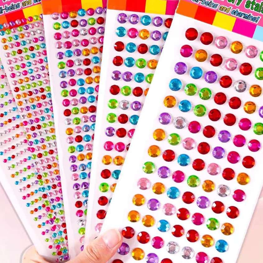 2 Cartela De Strass Adesivo Colorido Autocolante — Artesanato e Customização Pedrarias
