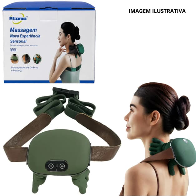 Massageador Elétrico de Ombros e Pescoço Shiatsu Alívio de Dores Relaxante Muscular Mo-Fh670