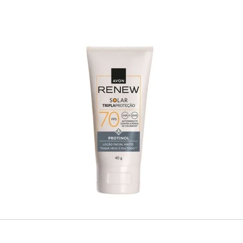 Protetor Solar Facial Avon Renew FPS 70 Protinol Sem Cor Toque Seco Anti-idade Original - Sem Cor, 70
