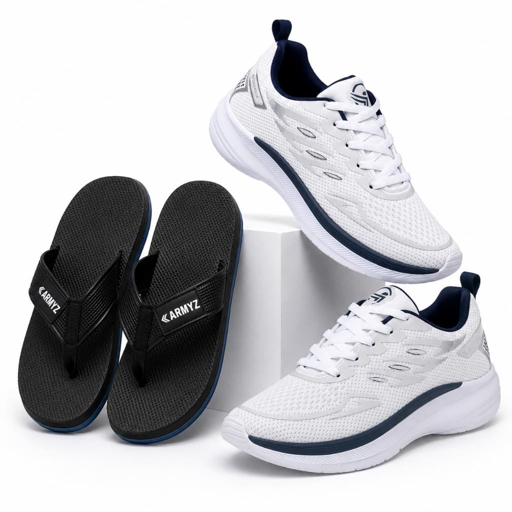 Kit Tenis Masculino Esportivo + Chinelo De Dedo Macio Confortavel