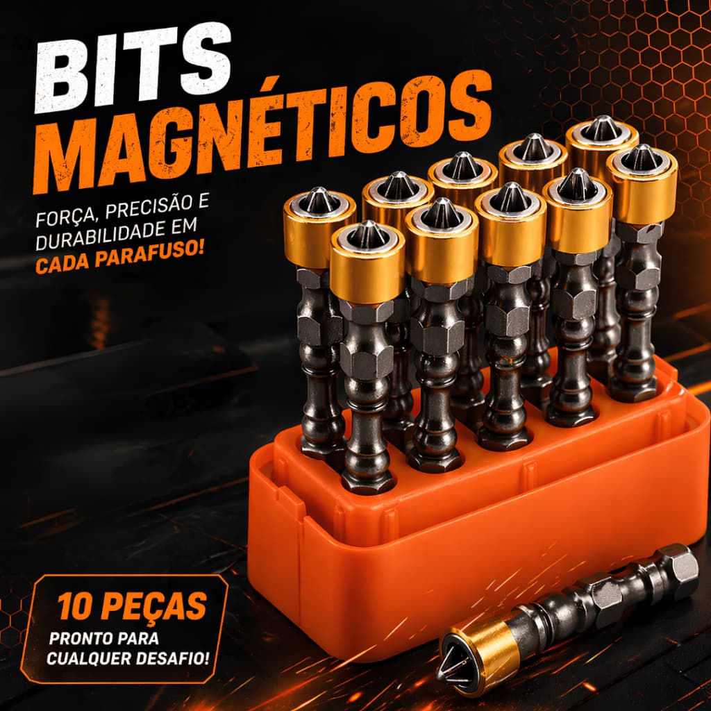 Kit Bits Ponteira Dupla Magnetica para Furadeira Parafusadeira Aço S2 Extensos 10 Peças com Estojo