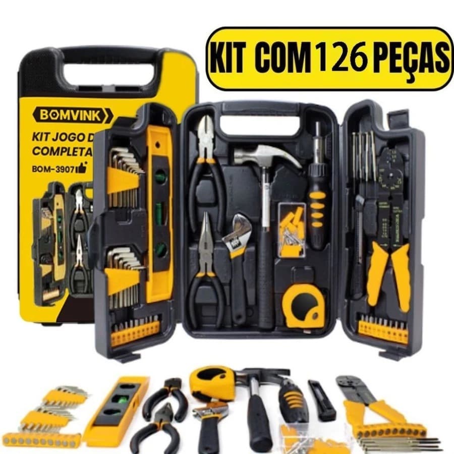 Kit Jogo Ferramentas Completo Maleta 126 Peças Chaves