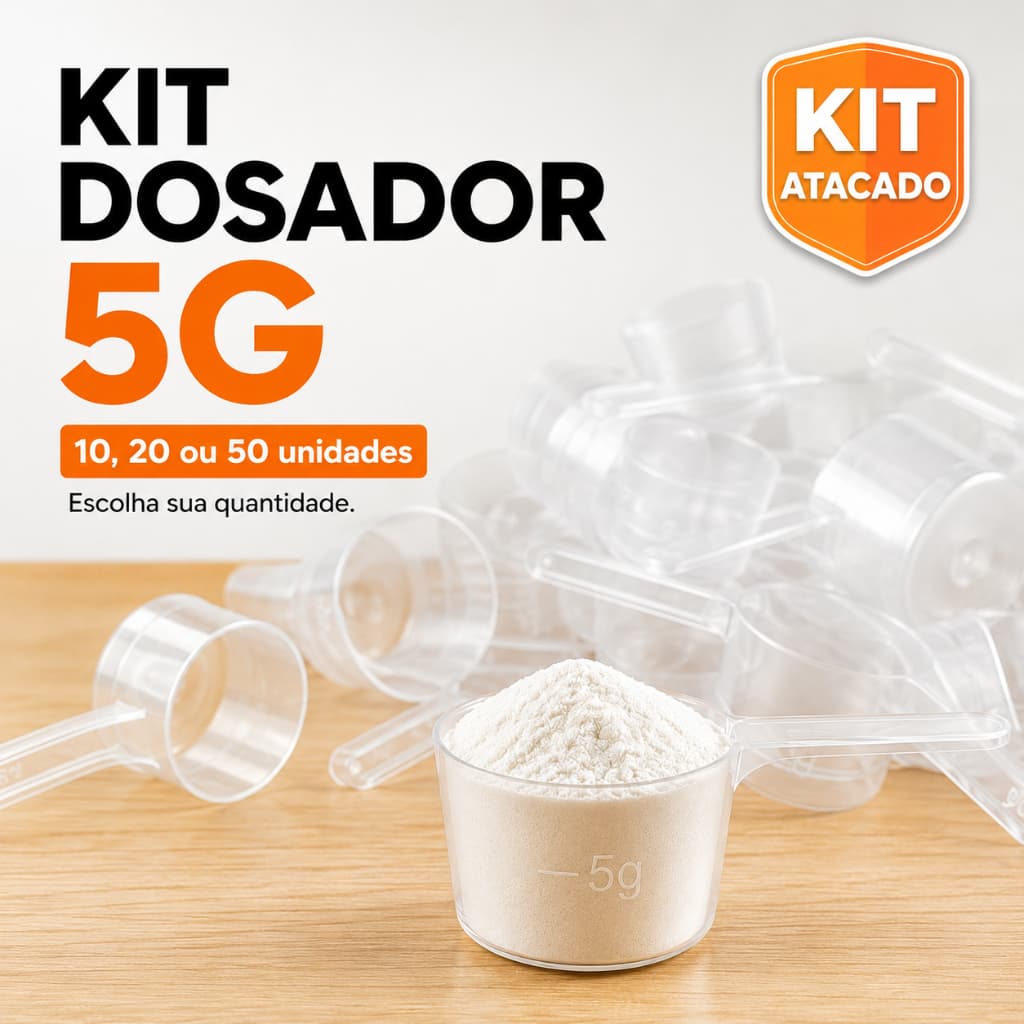 Scoop Dosador 5g Colher Medidora Para Suplementos Creatina Whey Pré Treino -10un 20un ou 50un